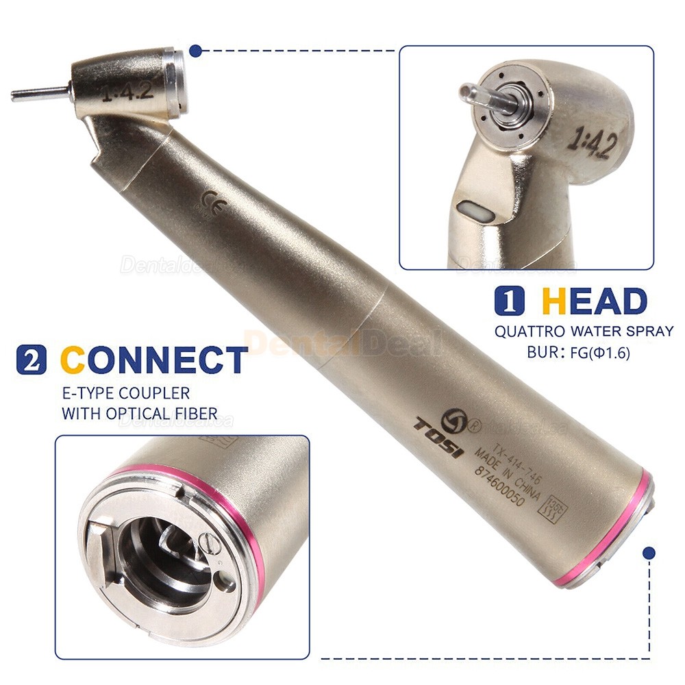 TOSI TX-414-746 Dental 1:4.2 Speed Increasing LED Contra Angle Handpiece